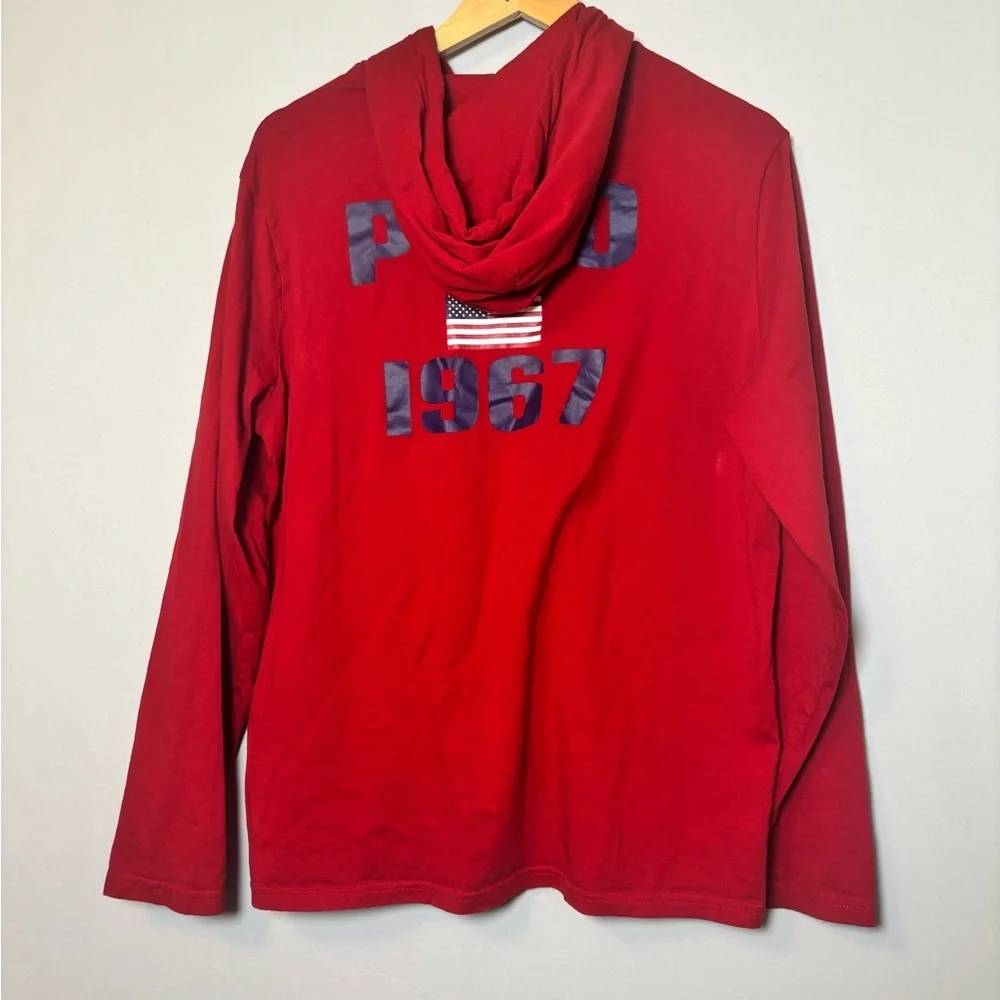 Polo Ralph Lauren Long Sleeve Hooded Big Pony Long Sleeve Spell Out Sz Large